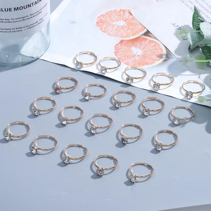 NEWITIN 120 Pieces Fake Rings Diamond Engagement Rings Silver Ring for Bridal Shower Party Game Wedding Table Decorations - Image 4